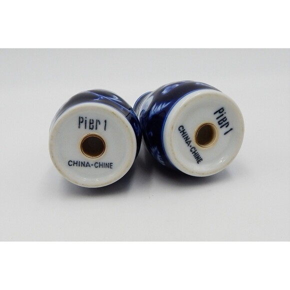 Pier 1 Imports Mandarin Salt Pepper Shakers Blue Floral Flowers With Stoppers - Picture 6 of 6